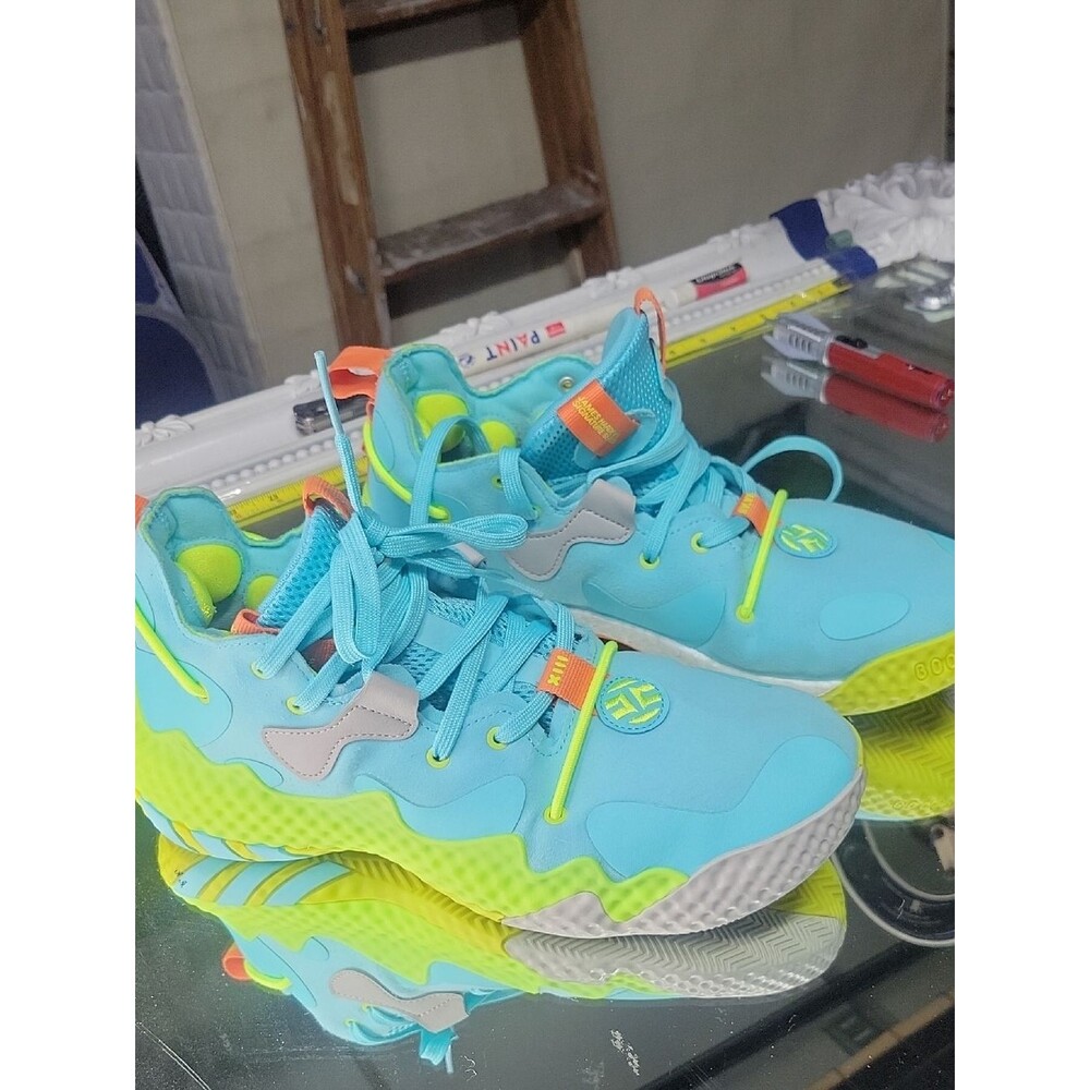 Mens 9.5 adidas Harden Vol. 6 basketball shoes in the "Pulse Aqua Solar Yellow"